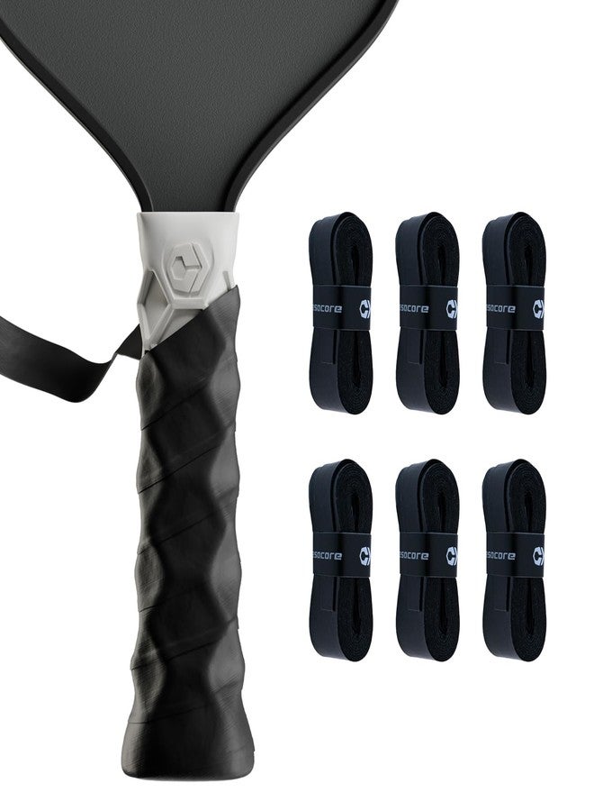Hesacore Hesatac Overgrip Tape – 6 Pack – Black – for Pickleball, Padel & Tennis – Sweat Absorbing, Soft, Anti-Slip, Stretchable Overgrip - Image 1